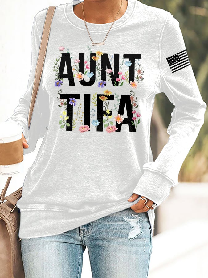Retro Aunt Tifa Print Sweatshirt