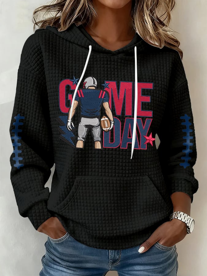Women's Football Print Hoodie Sweatshirt