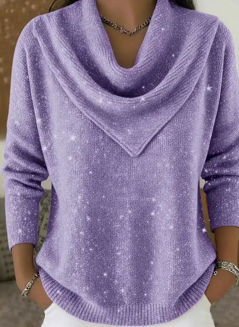 ๐ CLEARANCE SALE๐ฅ Vintage Soft Triangle Neck Sequined Shiny Sweater Top