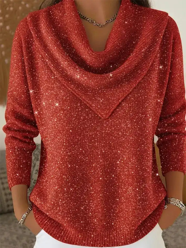 ๐ CLEARANCE SALE๐ฅ Vintage Soft Triangle Neck Sequined Shiny Sweater Top
