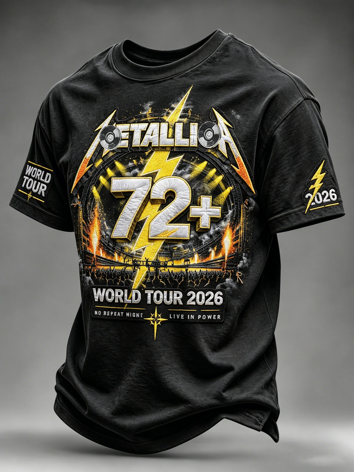 Men's Short-Sleeve T-Shirt with Music Tour Print