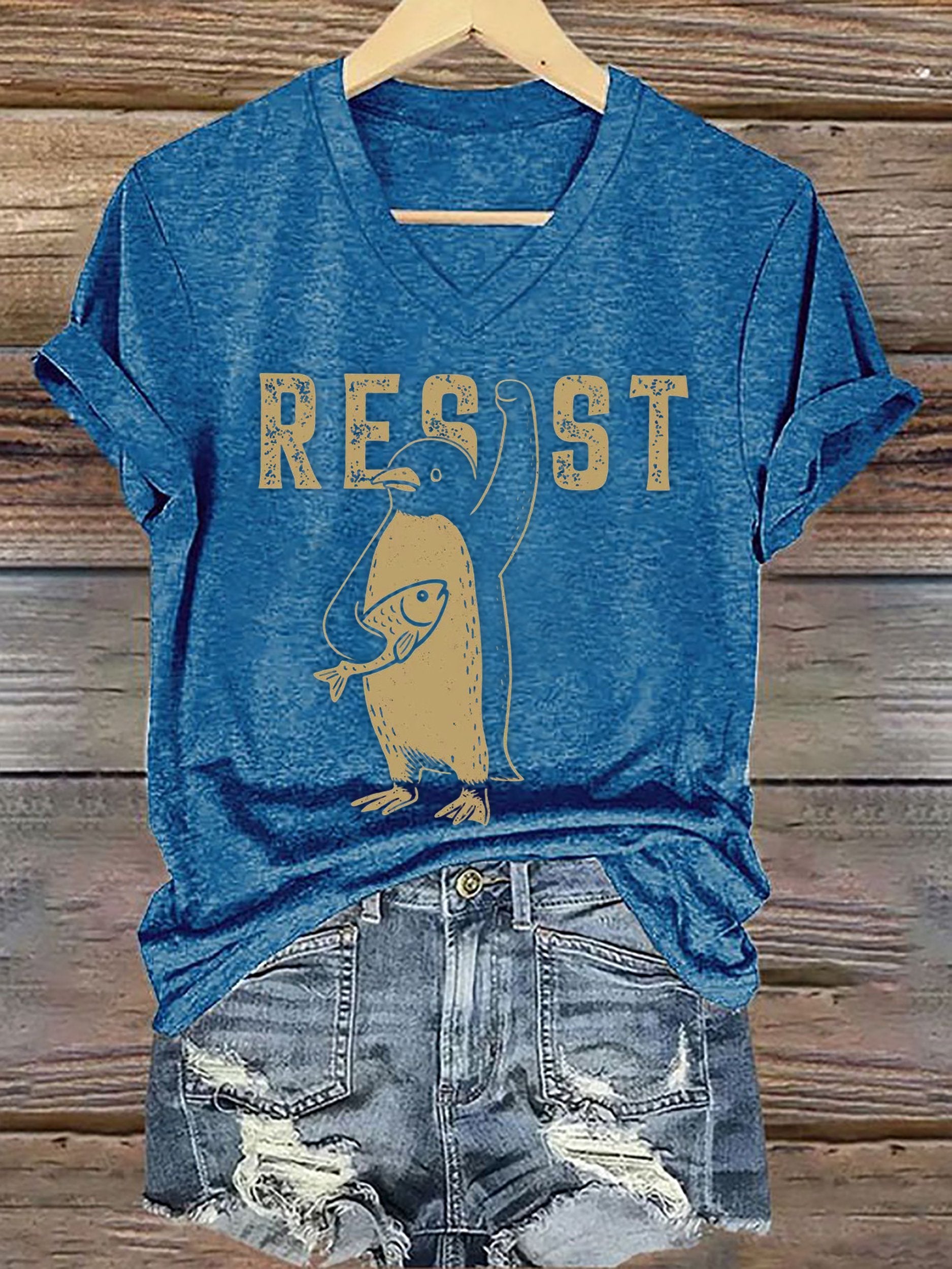 🔥Buy 3 Get 15% Off🔥Women's Penguin Resist Printed Short-Sleeved T-Shirt
