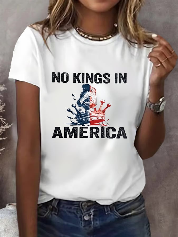 No Kings In America Print T-shirt