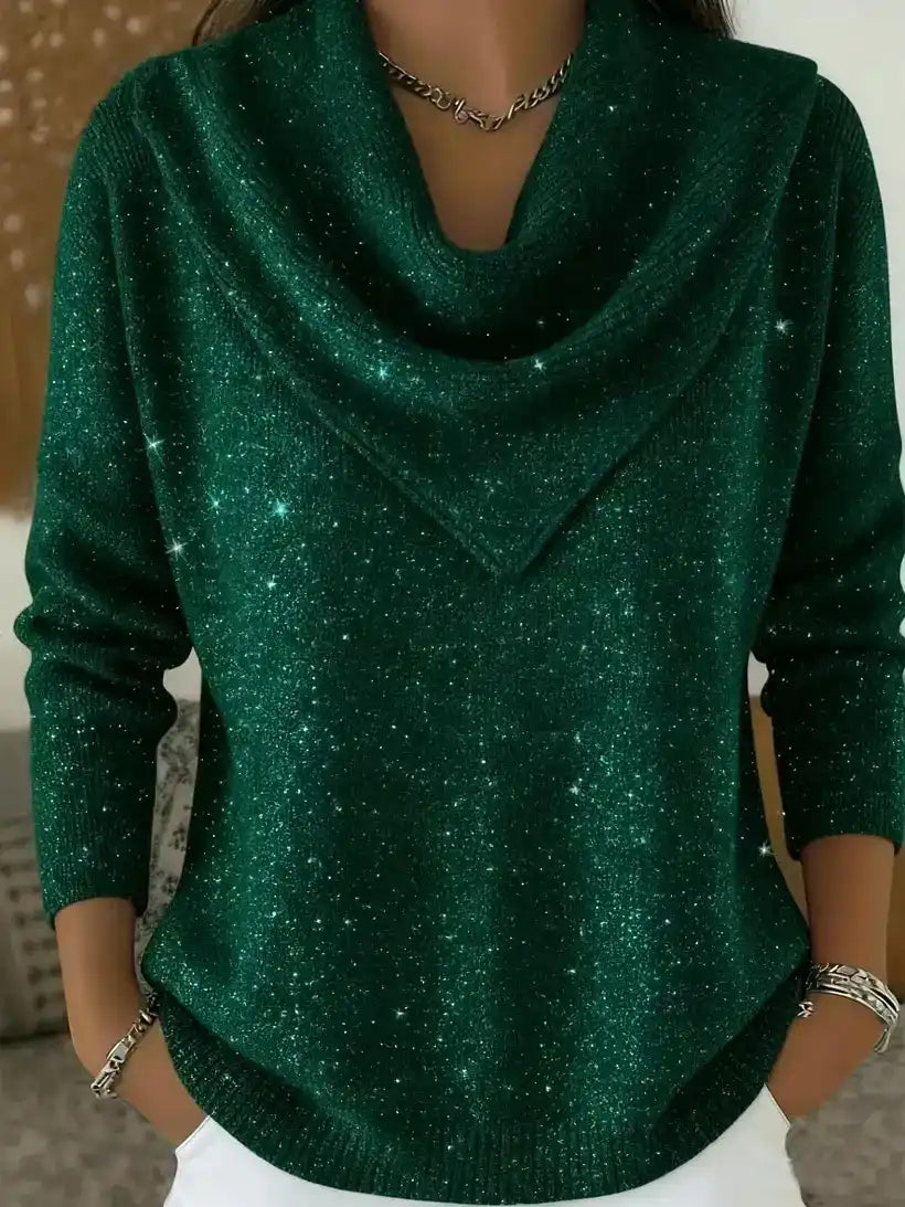 ๐ CLEARANCE SALE๐ฅ Vintage Soft Triangle Neck Sequined Shiny Sweater Top