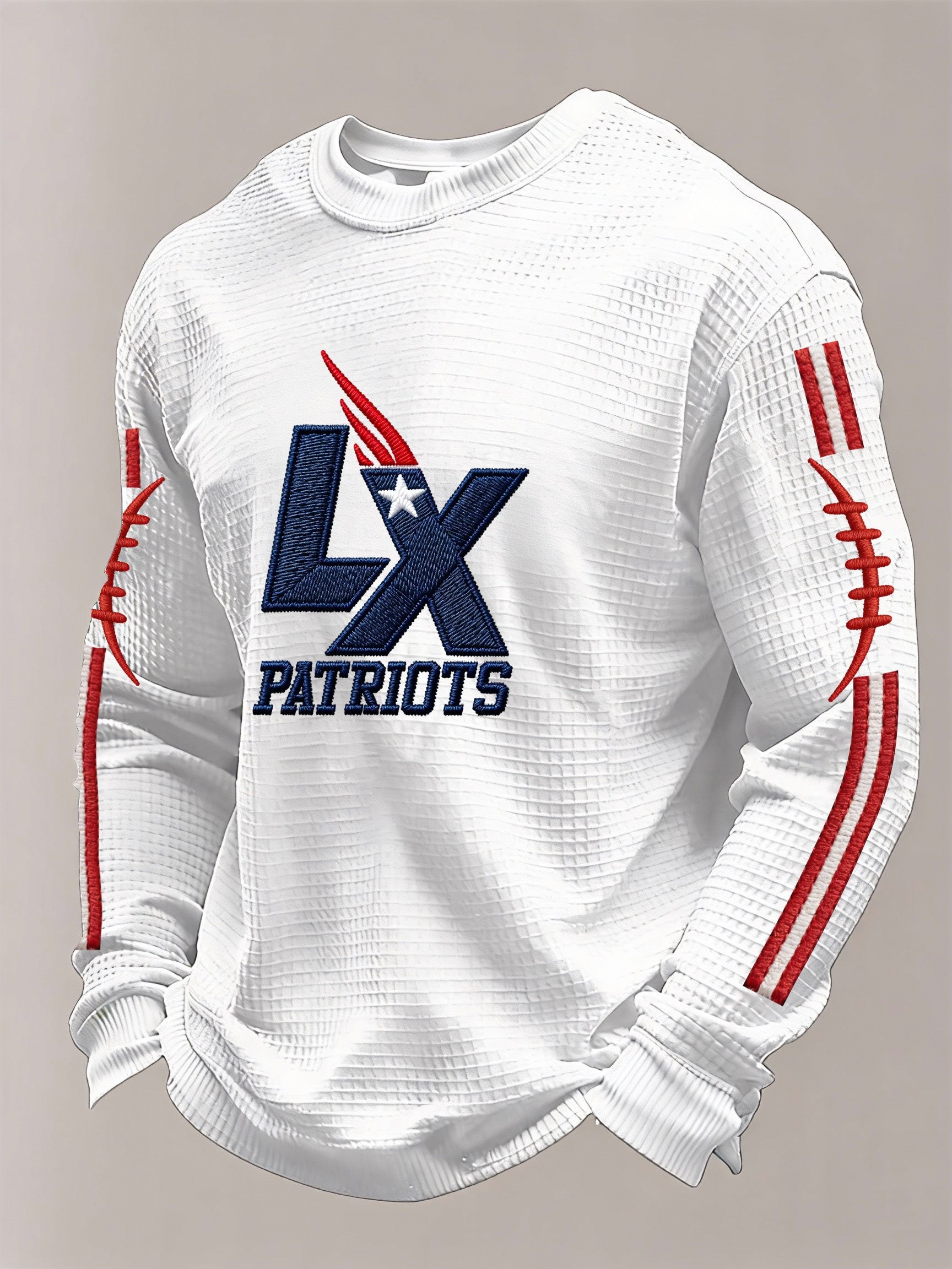 Men’s Football Graphic Waffle Knit Long Sleeve Crewneck T-Shirt