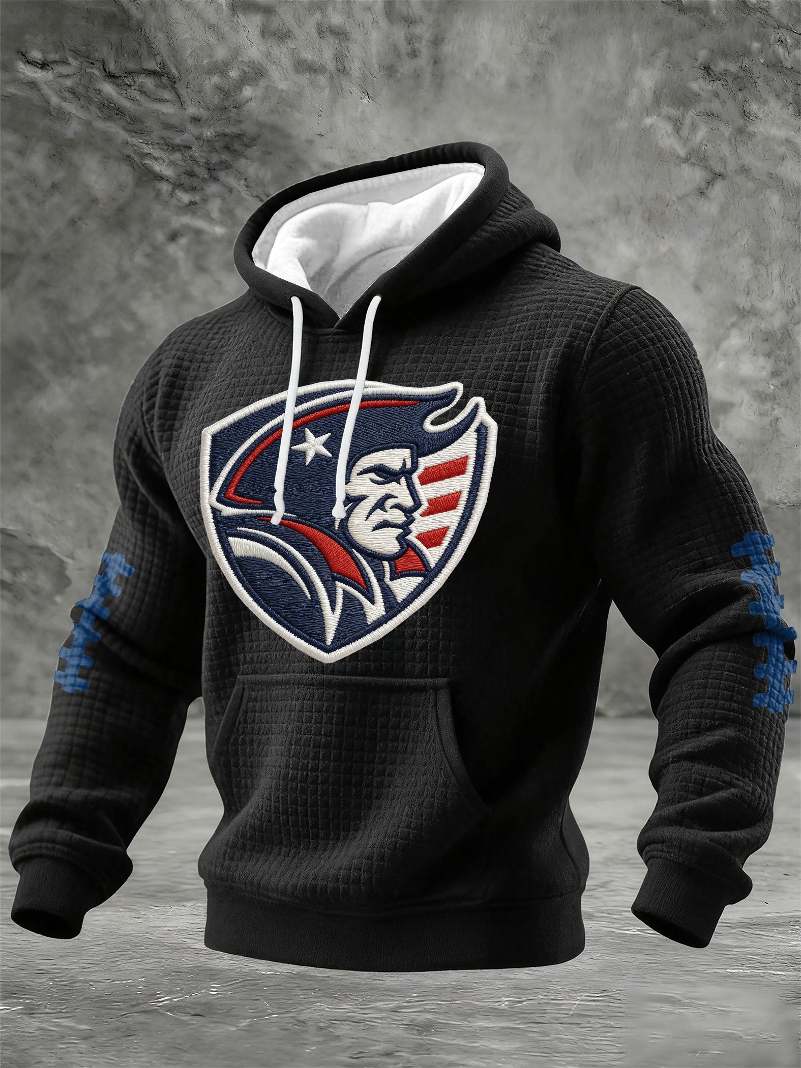 Men's rugby print hooded sweatshirt