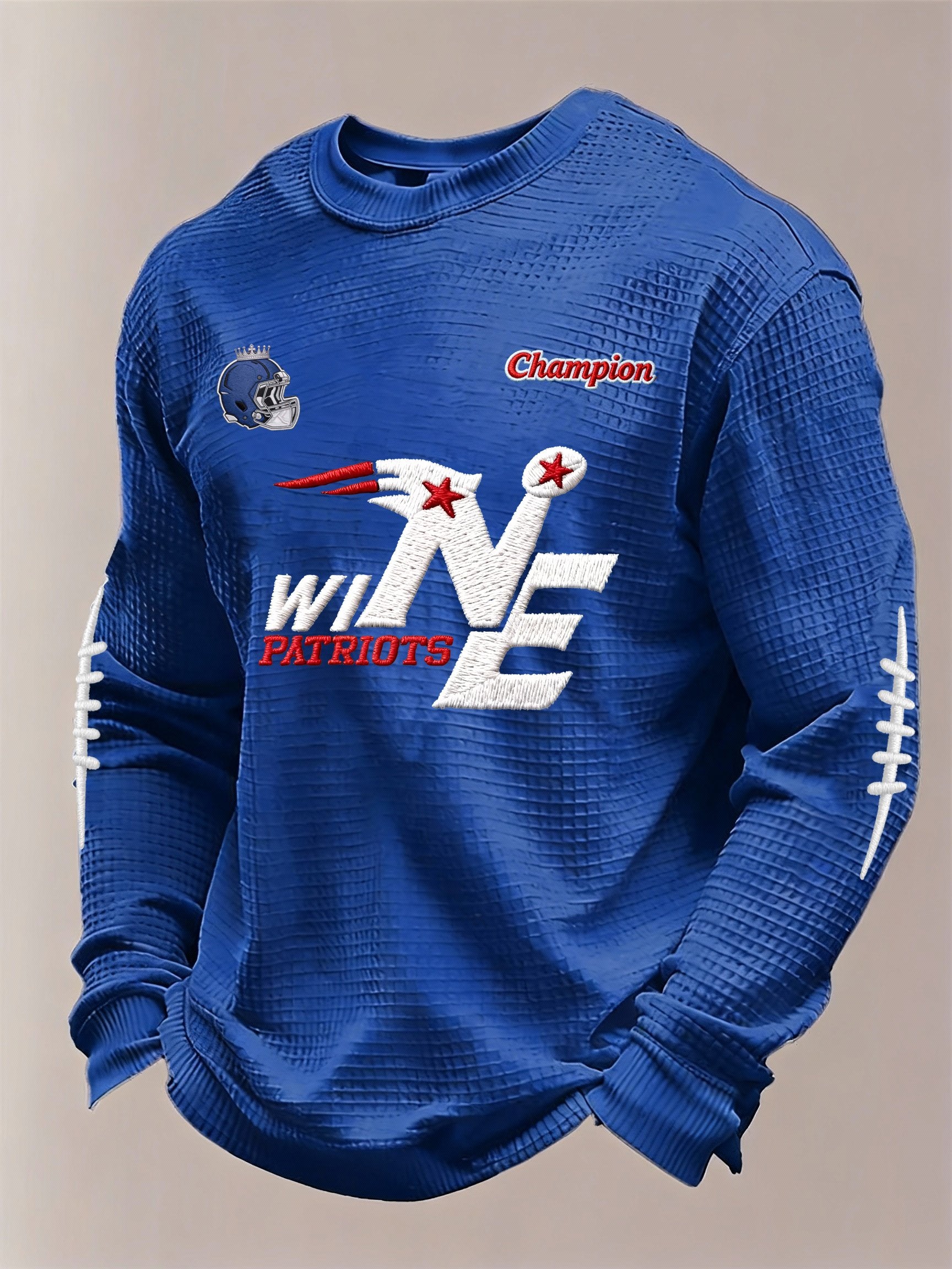 Men’s Football Graphic Waffle Knit Long Sleeve Crewneck T-Shirt