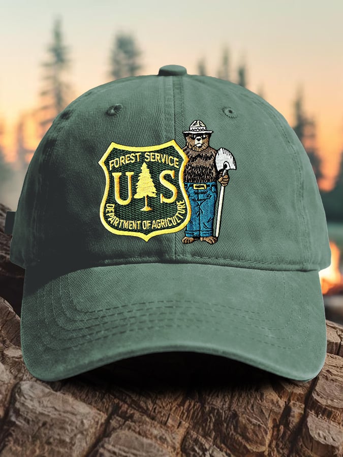 Retro Save The Forest Service Print Baseball Cap