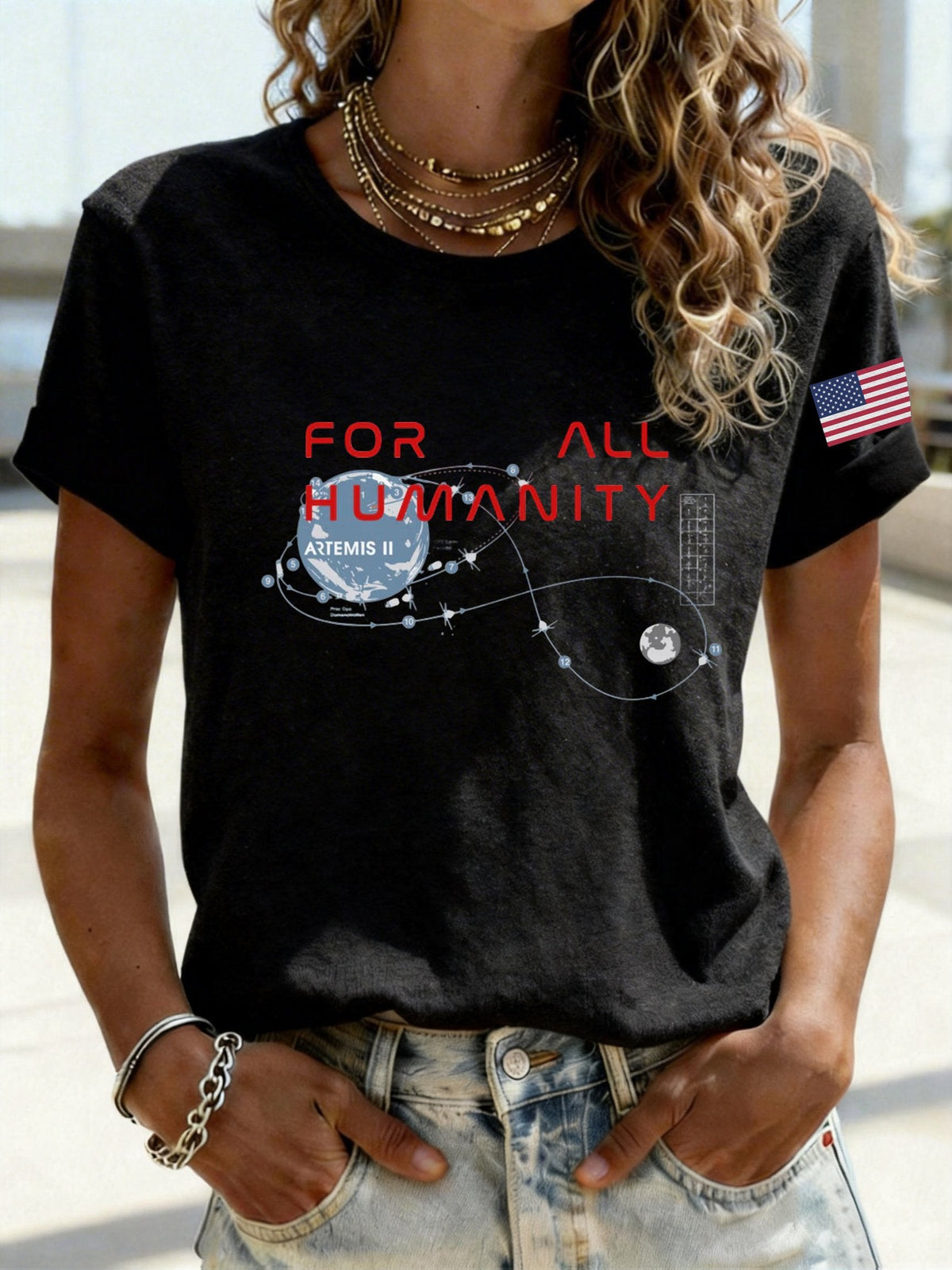 Retro Artemis II 2026 Rocket Launch Print T-Shirt