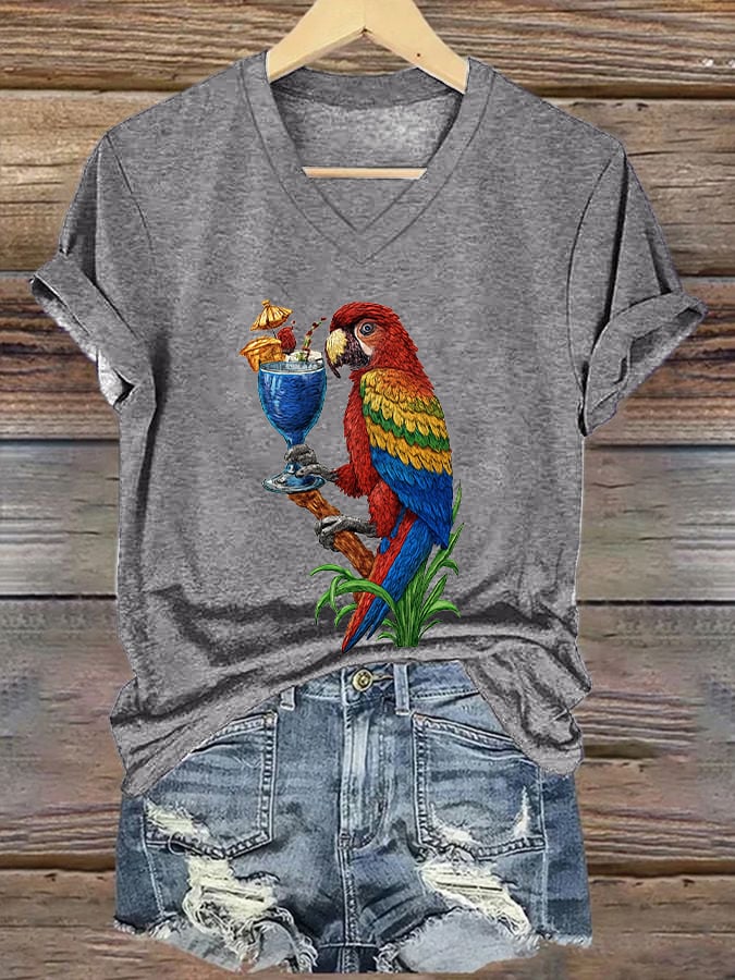 Women's Retro Parrot Print T-Shirt