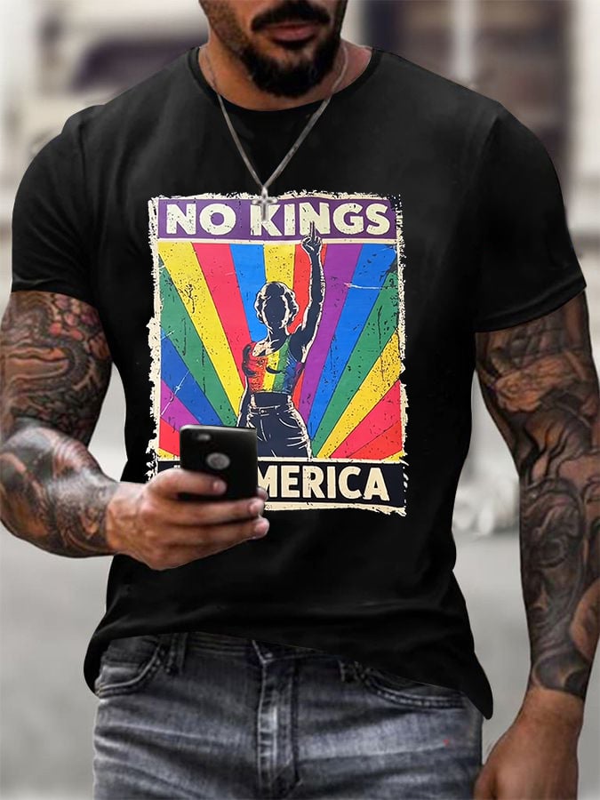 No Kings In America Print T-shirt
