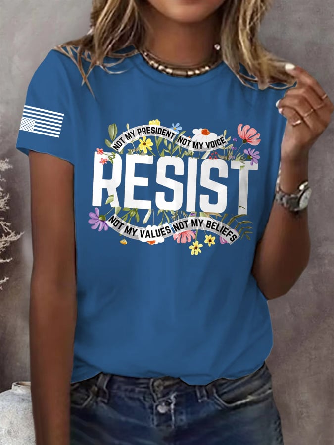 🔥Buy 3 Get 15% Off🔥Retro Resist Not My President, Not My Voice, Not My Values, Not My Beliefs Print T-Shirt