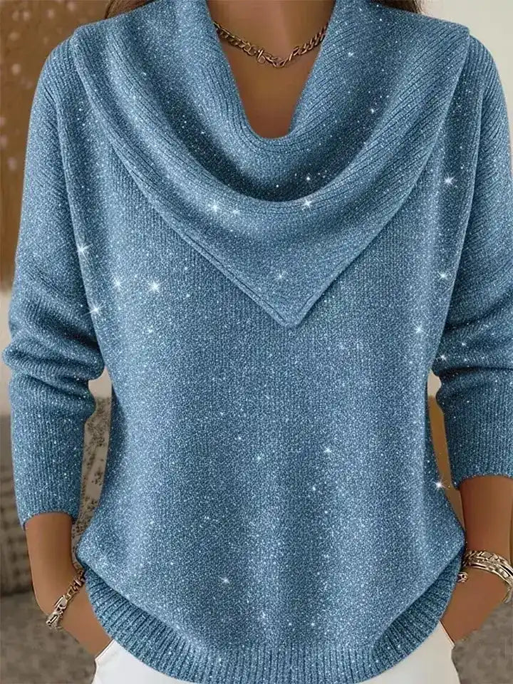 ๐ CLEARANCE SALE๐ฅ Vintage Soft Triangle Neck Sequined Shiny Sweater Top