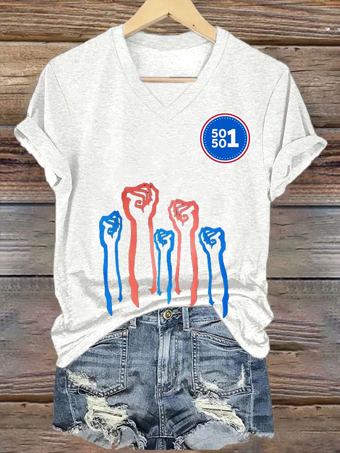 🔥Buy 3 Get 15% Off🔥Women's 50501 We Stand Printed Casual T-shirt