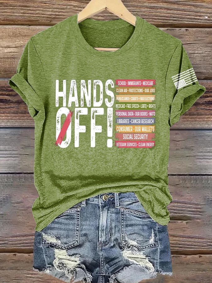 🔥Buy 3 Get 15% Off🔥Women's Retro Hands Off Protest Print T-Shirt
