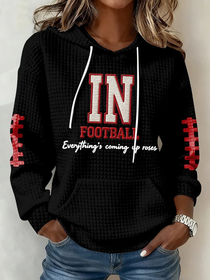 Women's Football Print Hoodie Sweatshirt