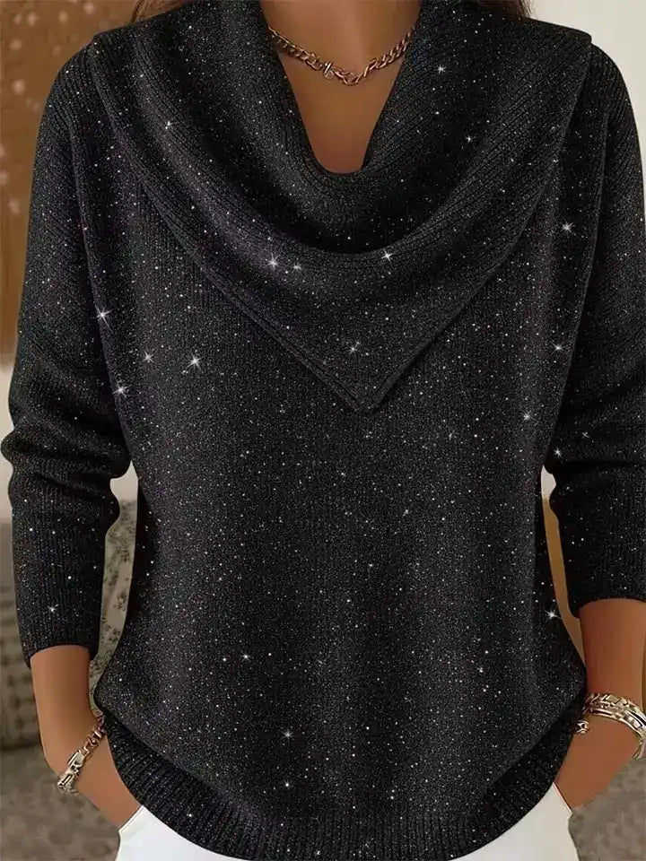 ๐ CLEARANCE SALE๐ฅ Vintage Soft Triangle Neck Sequined Shiny Sweater Top