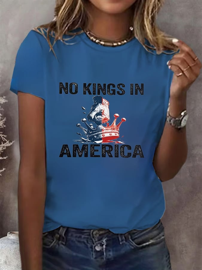No Kings In America Print T-shirt
