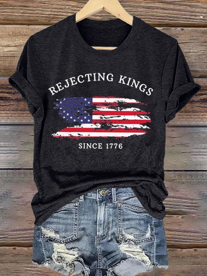 🔥Buy 3 Get 15% Off🔥Women'S Rejecting Kings Since 1776 Print T-Shirt