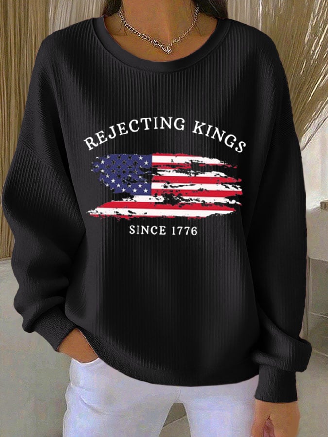 🔥Buy 3 Get 15% Off🔥Women's Rejecting Kings Since 1776 Print Casual Sweatshirt