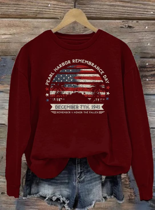 🔥Buy 3 Get 15% Off Women's Pearl Harbor Memorial Day Hawaii USA Flag Day of Infamy Sweatshirt