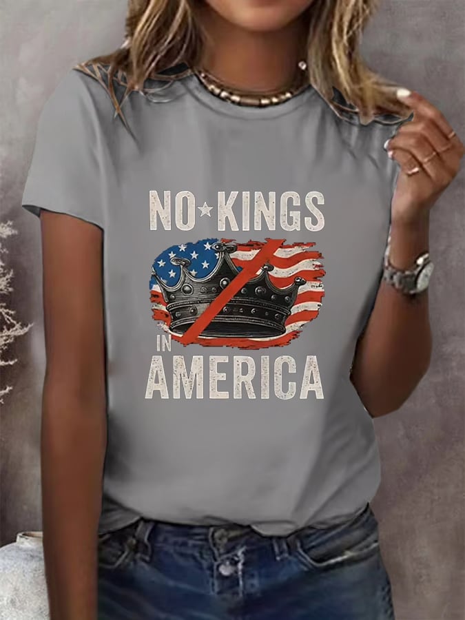 No Kings In America Print T-shirt