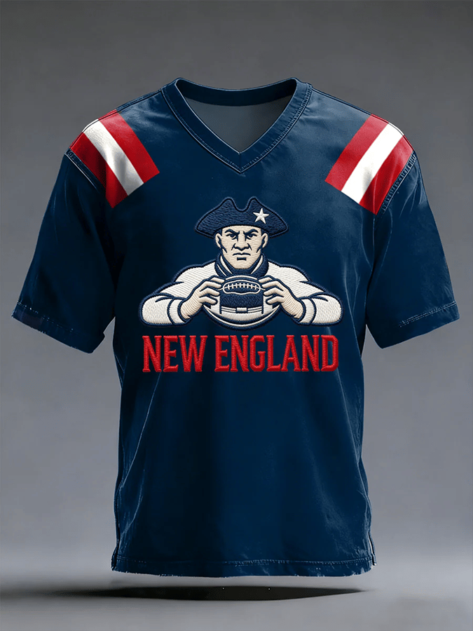 Men's Rugby Enthusiast Short-Sleeved V-Neck T-Shirt