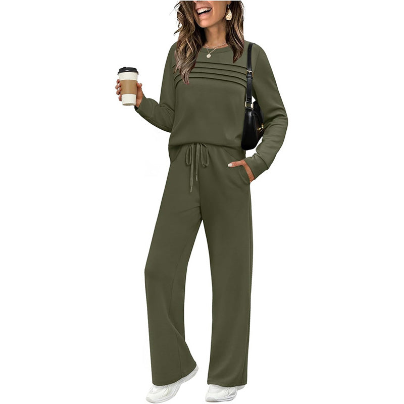 New Arrival 🔥Women's Crew Neck Top & Drawstring Pants Set