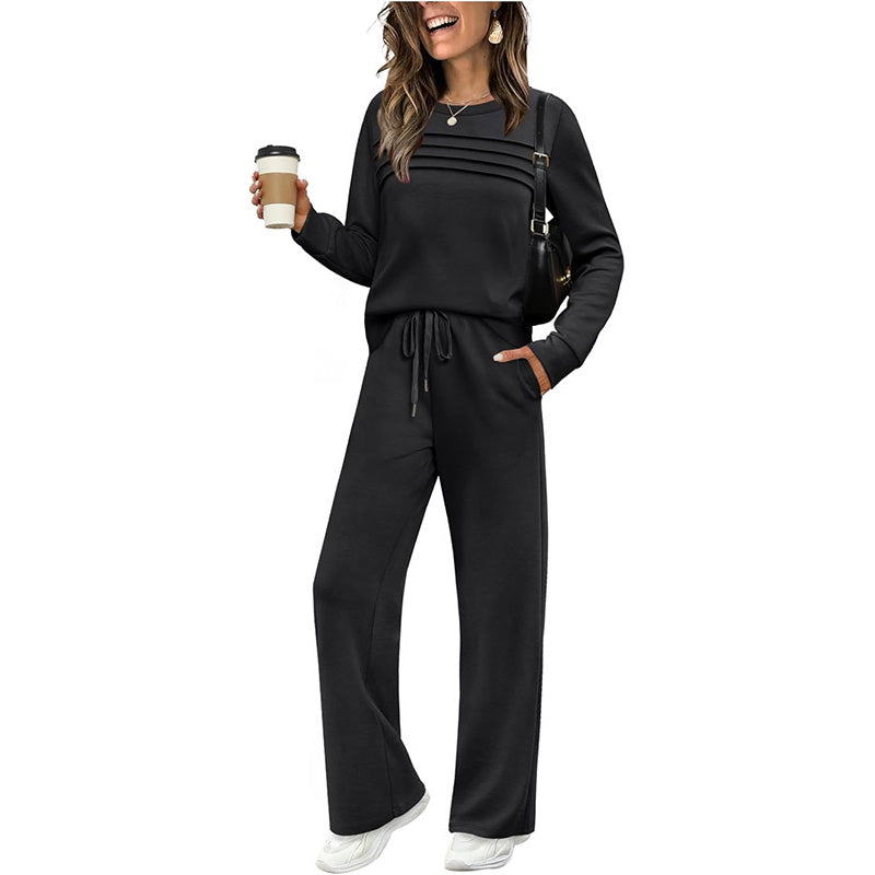 New Arrival 🔥Women's Crew Neck Top & Drawstring Pants Set