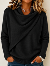 CLEARANCE SALE🔥Women’s Asymmetrical Draped Cowl Neck Relaxed Fit Knit Sweater