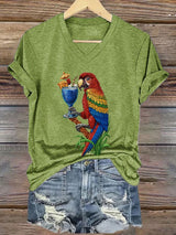 Women's Retro Parrot Print T-Shirt