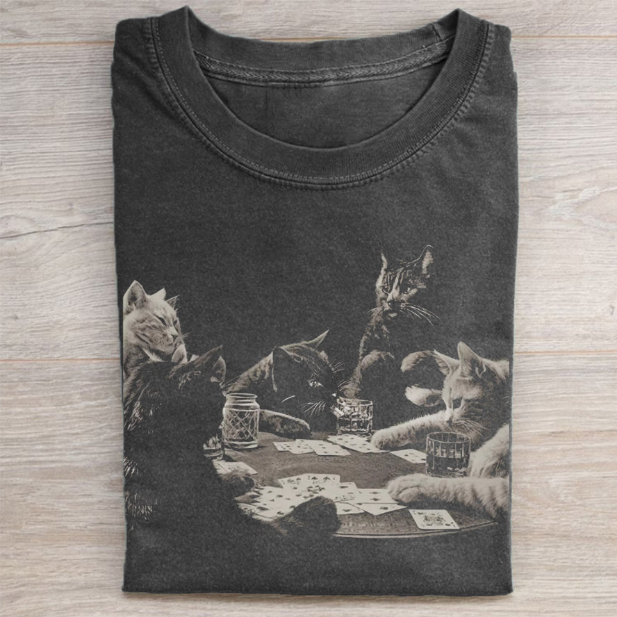 Funny Cat Playing Cards T-shirt