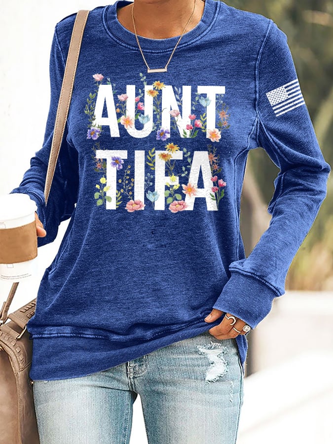 Retro Aunt Tifa Print Sweatshirt