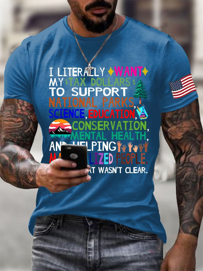 Men's Support National Parks Printed Round Neck T-Shirt