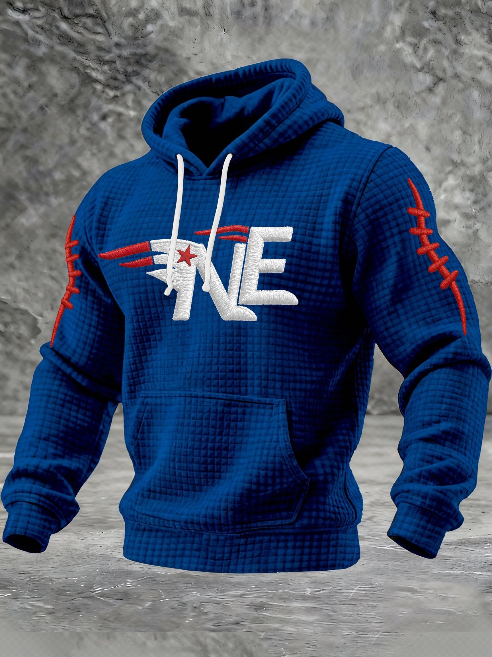 Men’s Football Graphic Plaid Hoodie Sweatshirt