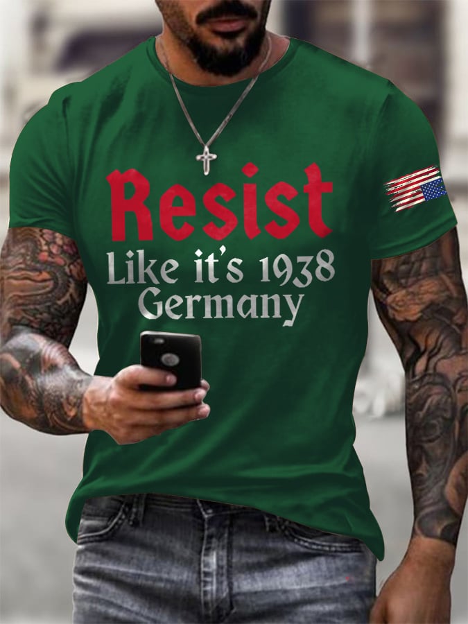 Men's Retro Resist Like It's 1938 Germany Print T-Shirt