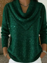 🎄 CLEARANCE SALE🔥 Vintage Soft Triangle Neck Sequined Shiny Sweater Top
