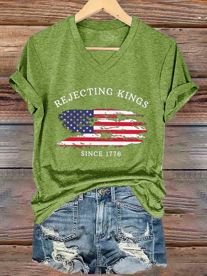 🔥Buy 3 Get 15% Off🔥Women's Rejecting Kings Since 1776 Printed Casual T-Shirt