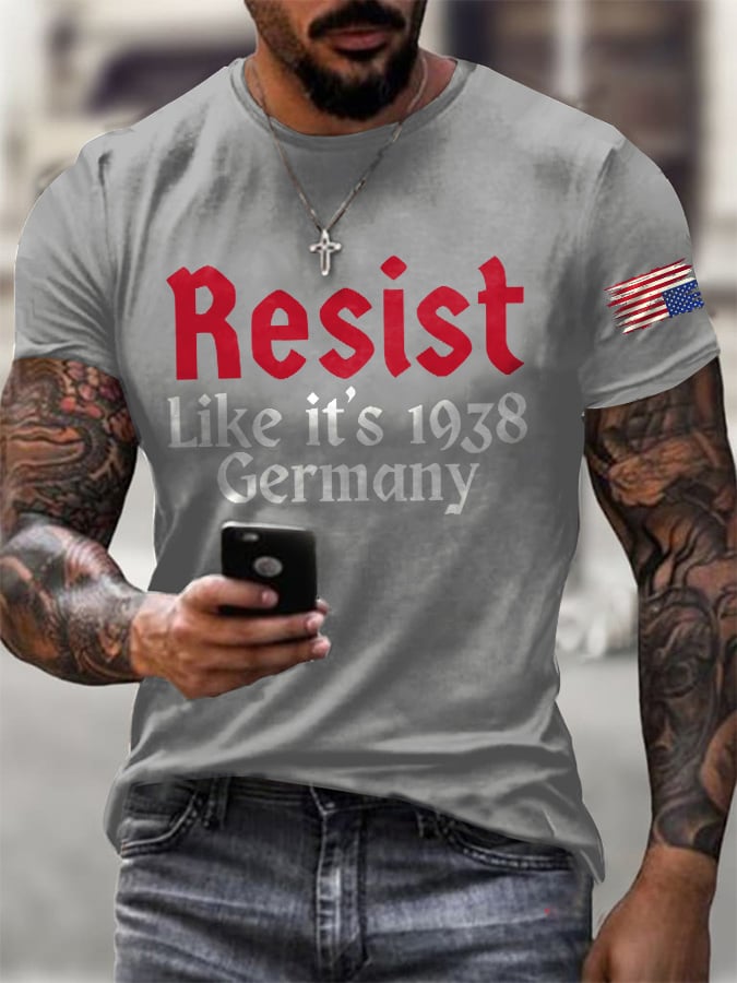 Men's Retro Resist Like It's 1938 Germany Print T-Shirt