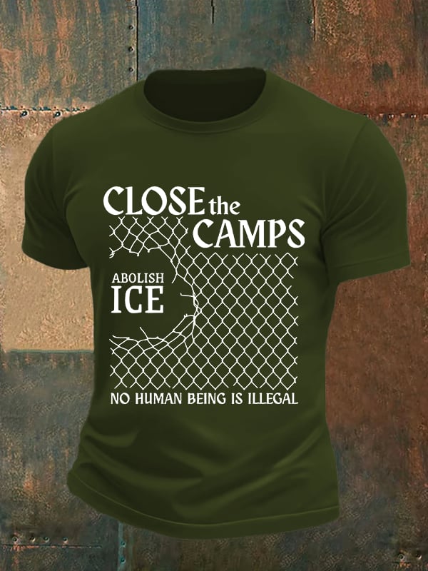 Men's  Abolish ICE  Close The Camps Print  T-Shirt
