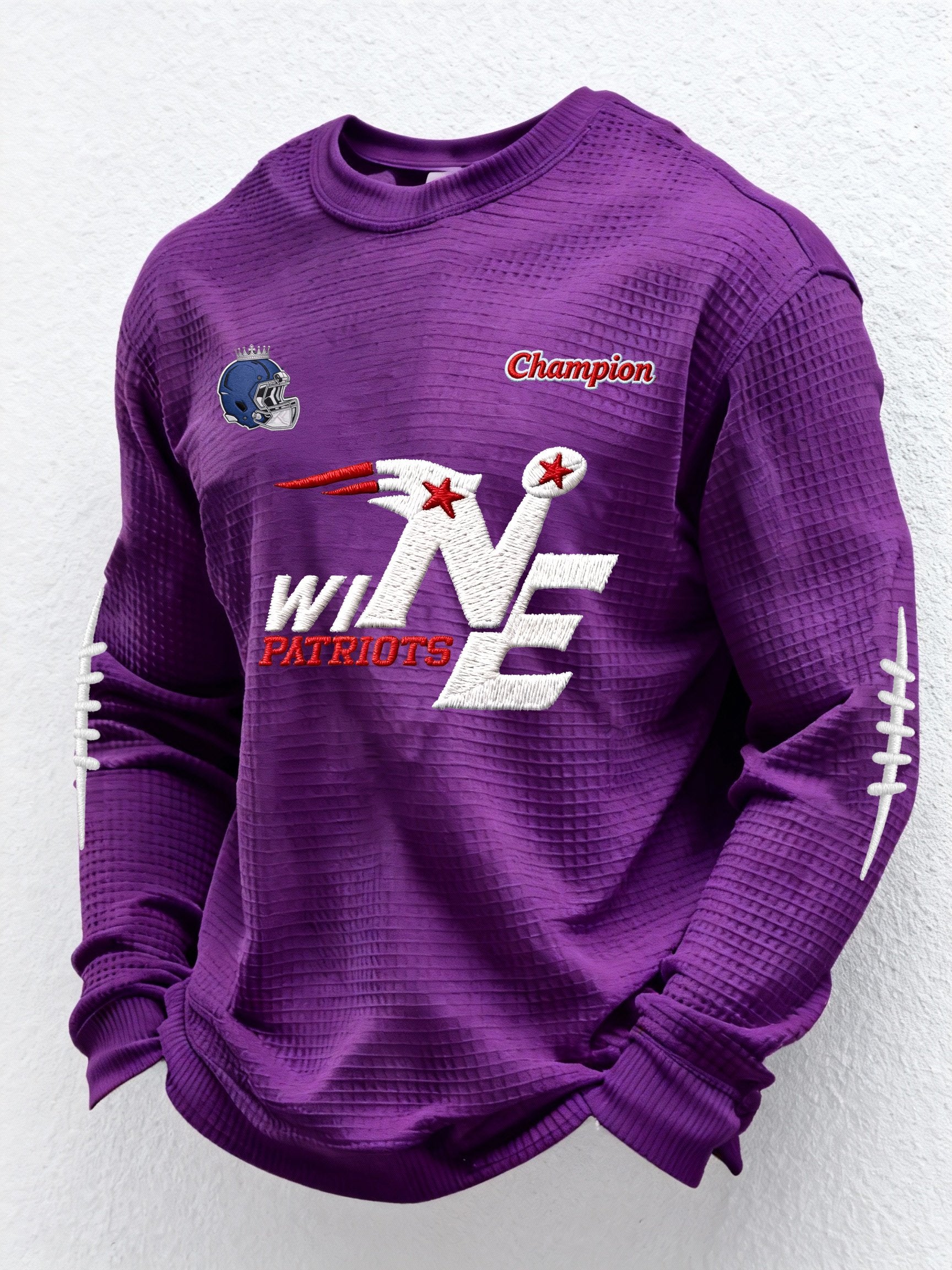 Men’s Football Graphic Waffle Knit Long Sleeve Crewneck T-Shirt