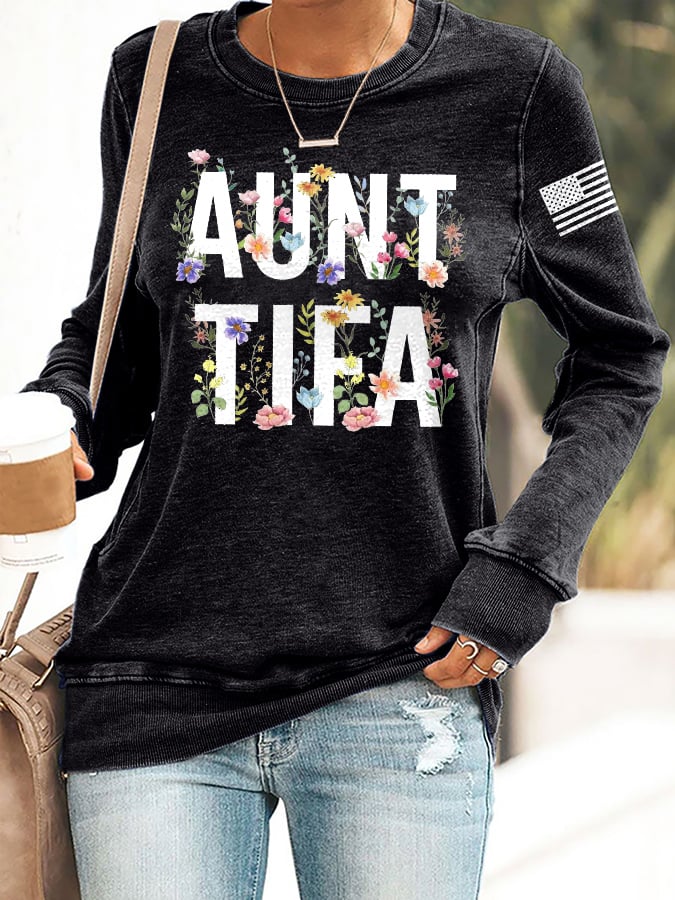 Retro Aunt Tifa Print Sweatshirt