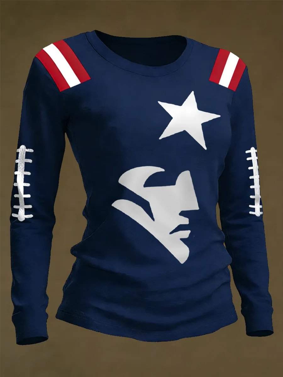 Women's Football Print Casual Top