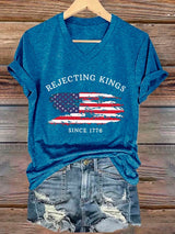 🔥Buy 3 Get 15% Off🔥Women's Rejecting Kings Since 1776 Printed Casual T-Shirt