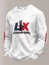 Men’s Football Graphic Waffle Knit Long Sleeve Crewneck T-Shirt