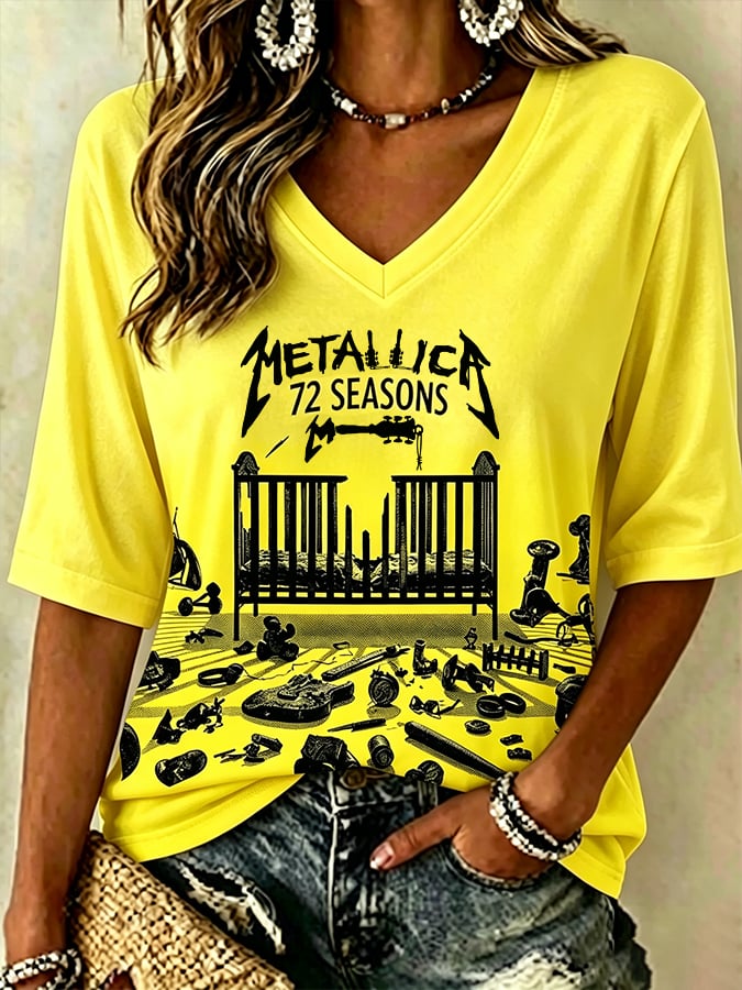 Women's Music Tour Print Casual T-shirt