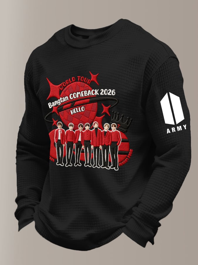 Men's Retro Leisure Printed Casual Long-Sleeved Top