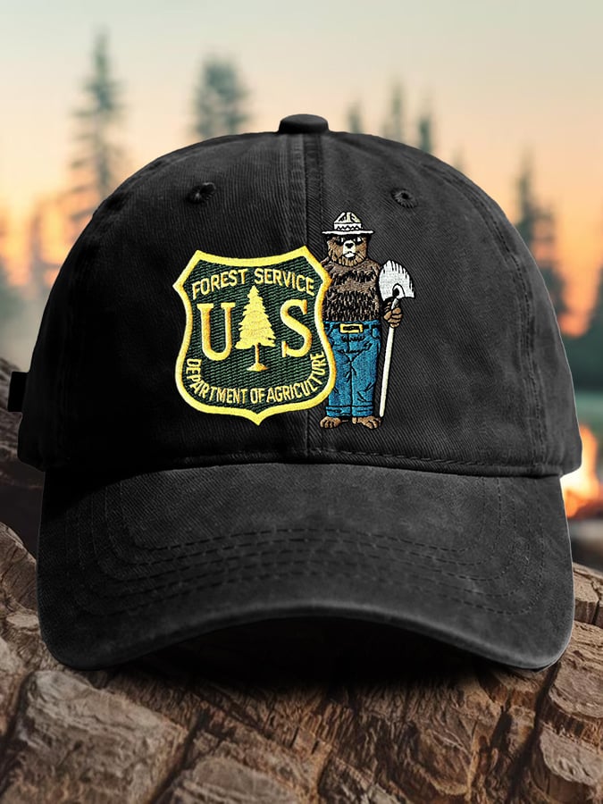 Retro Save The Forest Service Print Baseball Cap