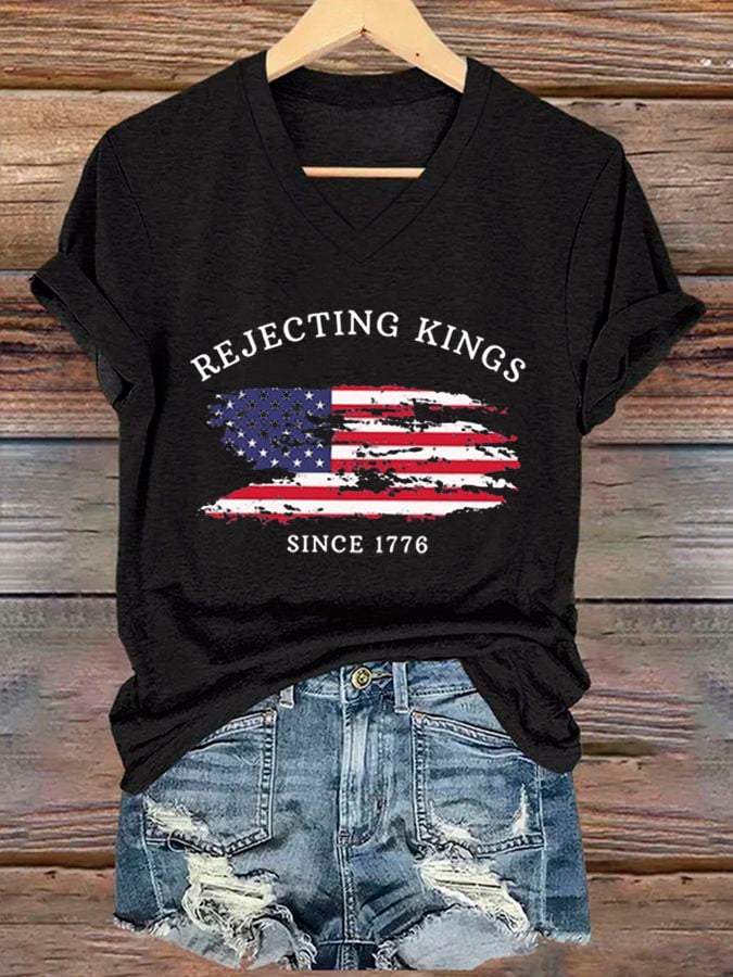🔥Buy 3 Get 15% Off🔥Women's Rejecting Kings Since 1776 Printed Casual T-Shirt