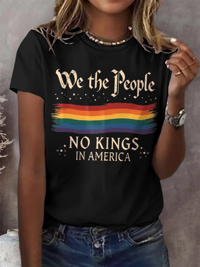 🔥Buy 3 Get 15% Off🔥Retro We The People No Kings In America Print T-Shirt